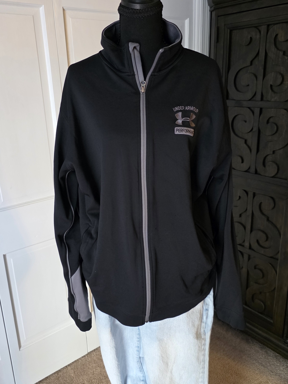 Under Armour Black & Gray Full-Zip Performance Sweater